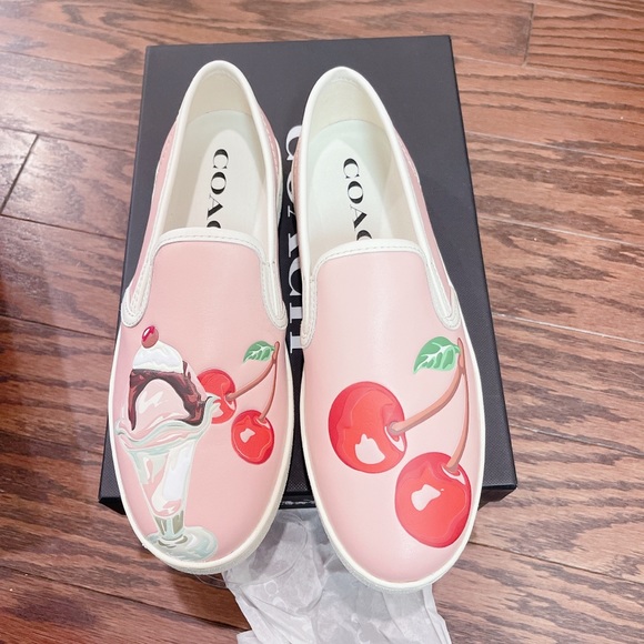 Coach limited edition Slip on pink leather Women's Sneakers/NWB - Picture 1 of 8